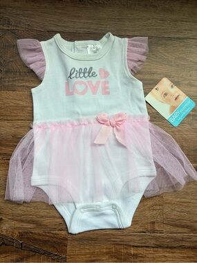 Baby Essentials White & Pink 'Little Love' Tulle One-Piece